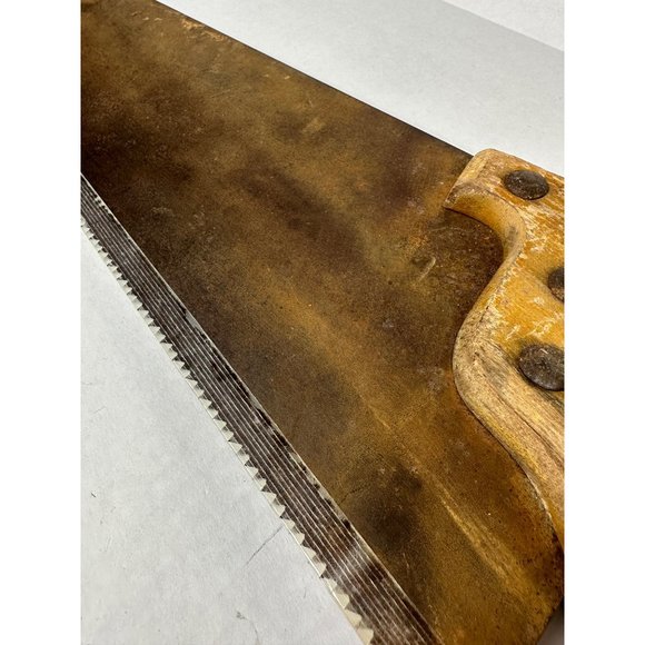VTG Warranted Superior wooden handled rust patina hand saw crafting artwork - Picture 3 of 8